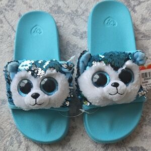 TY Kids Sequin SLUSH Husky Slide Sandals - Aqua